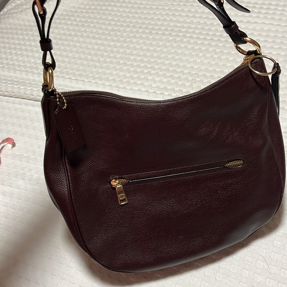 Coach Burgundy Leather Hobo Bag with Gold Hardware - Picture 6 of 7